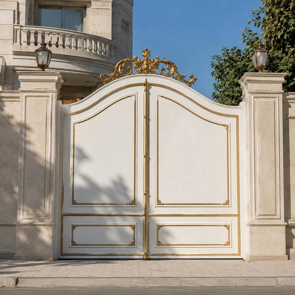 خرید درب ویلایی سفید طلایی مناسب نمای کلاسیک در رشت خرید درب ویلایی سفید طلایی مناسب نمای کلاسیک در رشت
