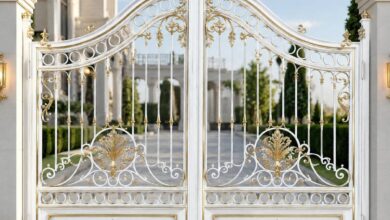 6 طرح درب حیاط سفید طلایی در رشت
