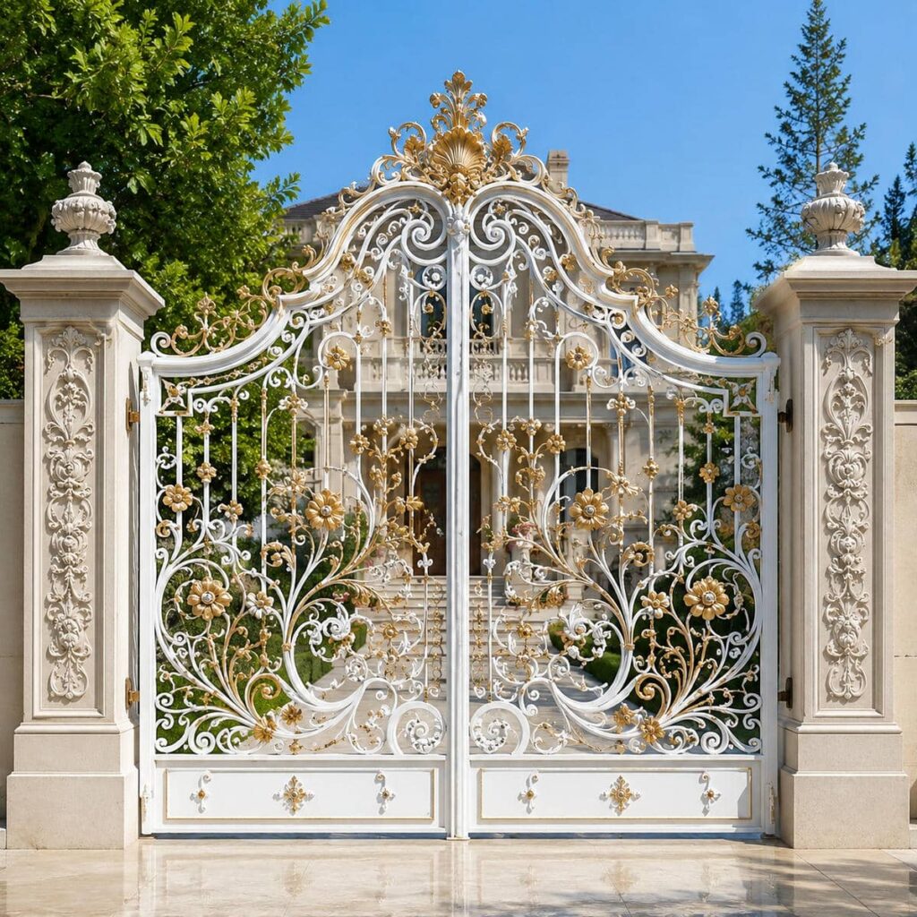 نصب درب پارکینگ فرفورژه نمای رومی اتوماتیک در رشت نصب درب پارکینگ فرفورژه نمای رومی اتوماتیک در رشت