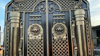 10 نمونه درب آهنی کلاسیک کتیبه دار در رشت