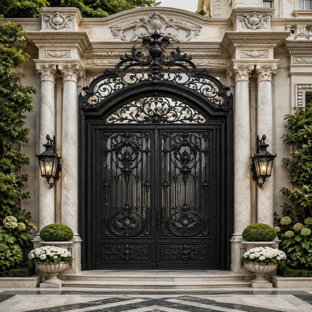 نصب درب حیاط آهنی نفررو برای ساختمان مسکونی در رشت