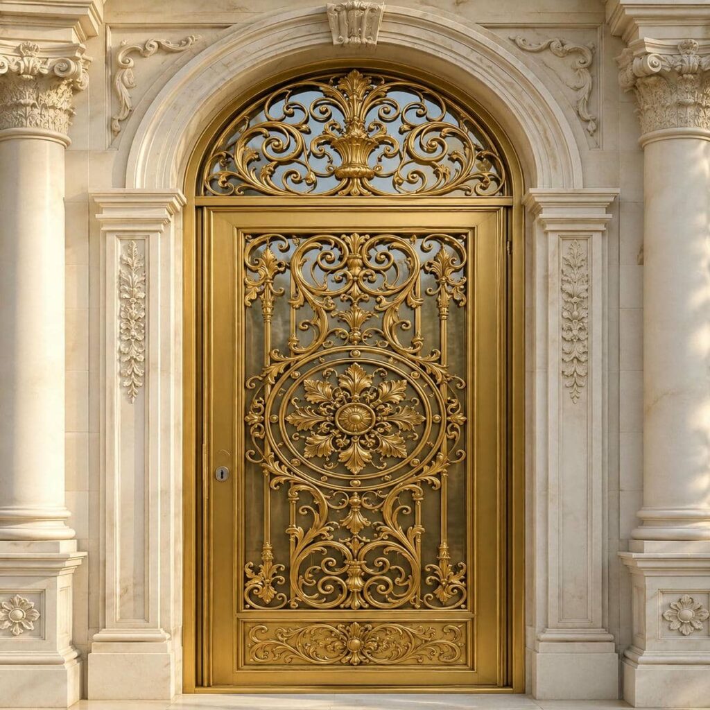 اجرای درب حیاط آهنی نفررو هماهنگ با نمای ساختمان در رشت