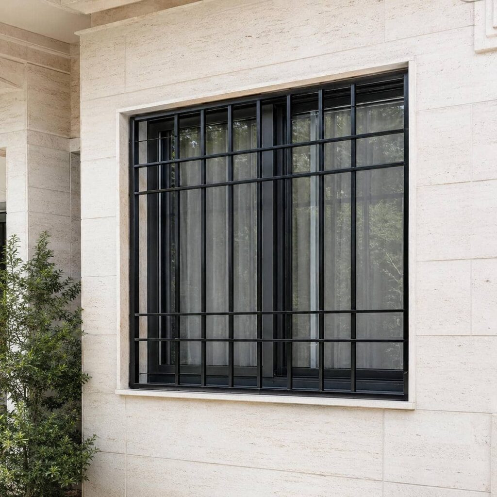 اجرای حفاظ پنجره خطی ساده برای نمای مدرن در رشت