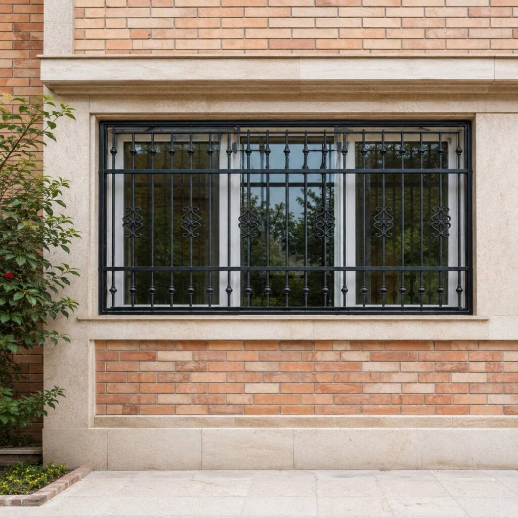 جزئیات جوش حفاظ پنجره مشکی طلایی نما در رشت