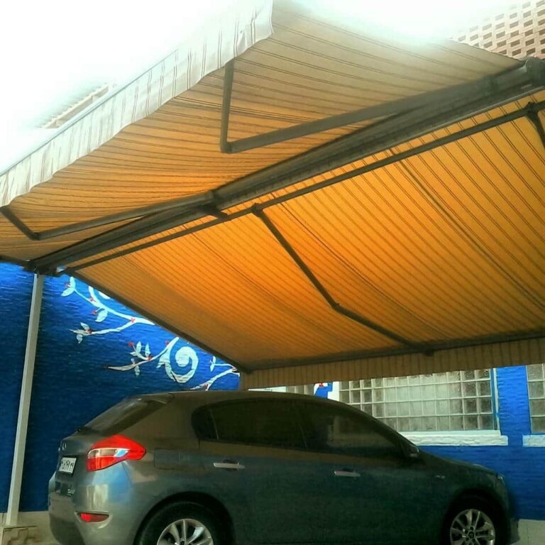 سایبان پارکینگ رشت سازه متحرک بازویی سایبان پارکینگ رشت سازه متحرک بازویی