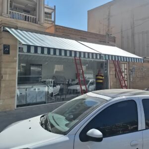 سایبان بالکن بازویی سفید رشت