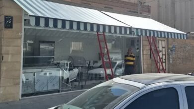 سایبان بالکن بازویی سفید رشت