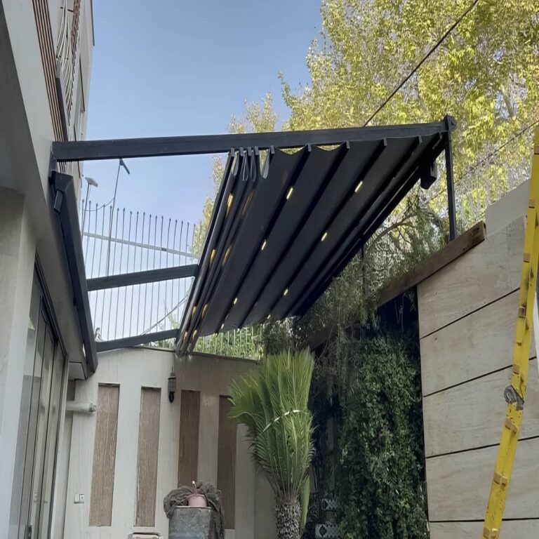 سقف متحرک پارچه ای رشت با پوشش پارچه ای روشن سقف متحرک پارچه ای رشت با پوشش پارچه ای روشن