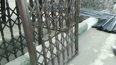 حفاظ ضربدری آکاردئونی رشت ورودی ساختمان قدیمی